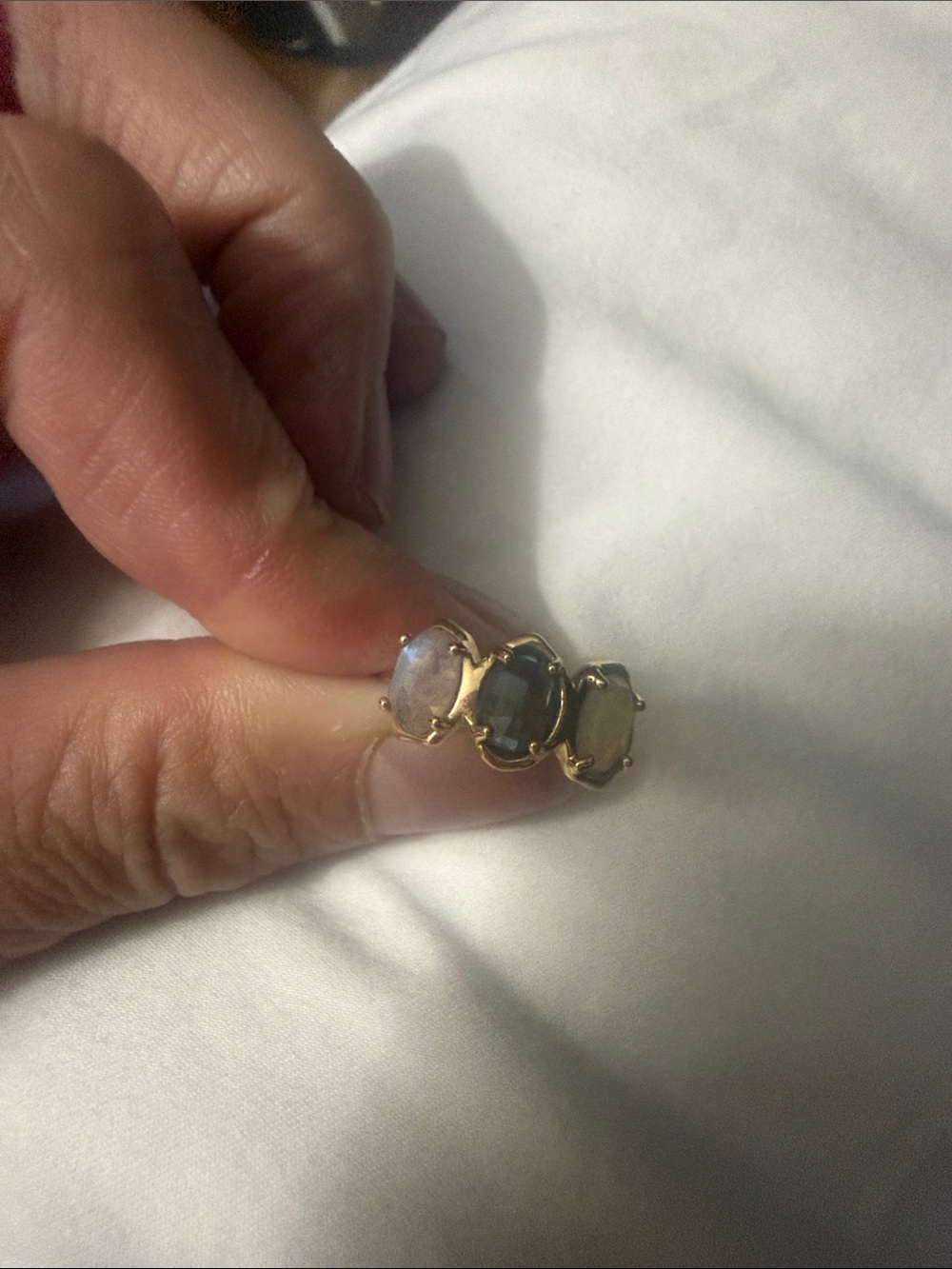 Gold Three-Stone Labradorite Ring - Women Jewelry